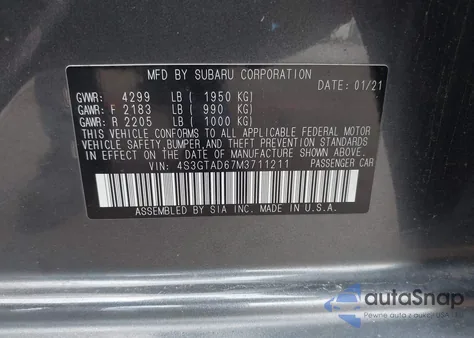 2021 Subaru Impreza Premium 5-Door из США, поврежденный, VIN 4S3GTAD67M3711211